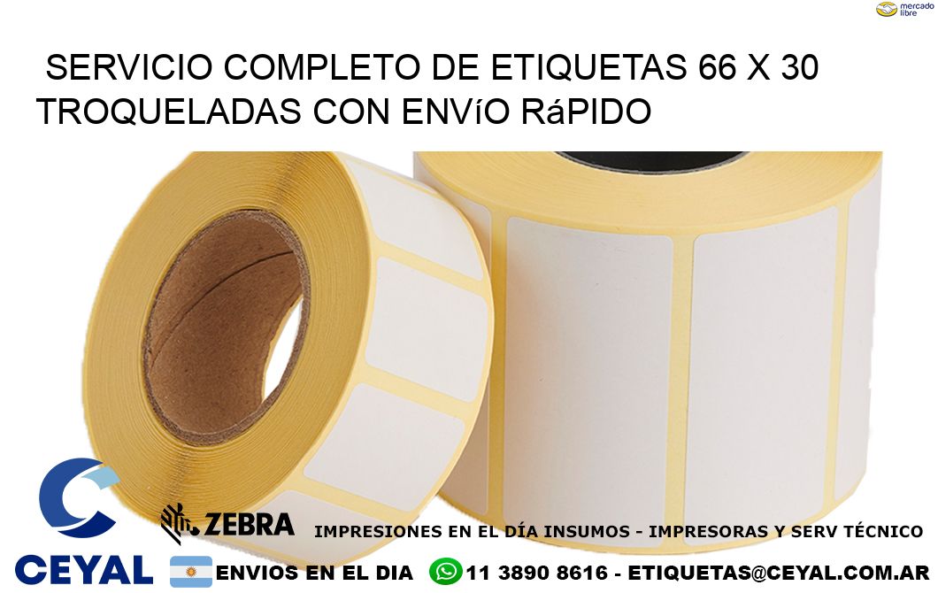 Servicio completo de etiquetas 66 x 30 troqueladas con envío rápido