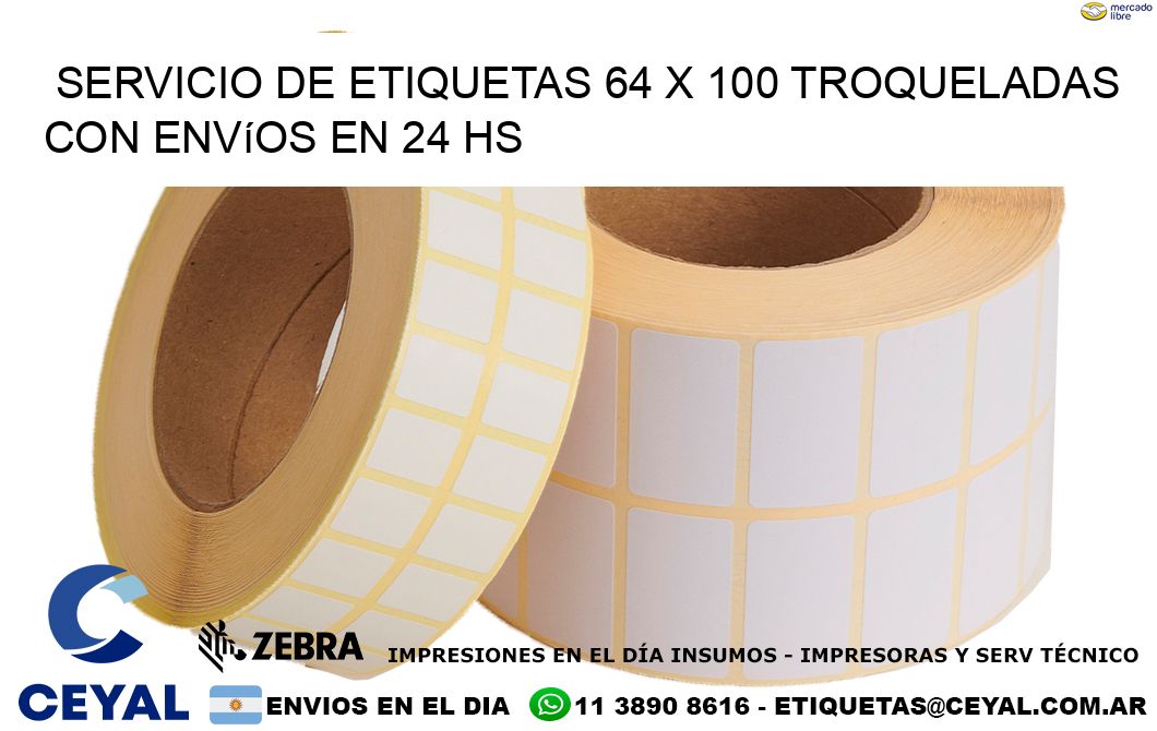 Servicio de etiquetas 64 x 100 troqueladas con envíos en 24 hs