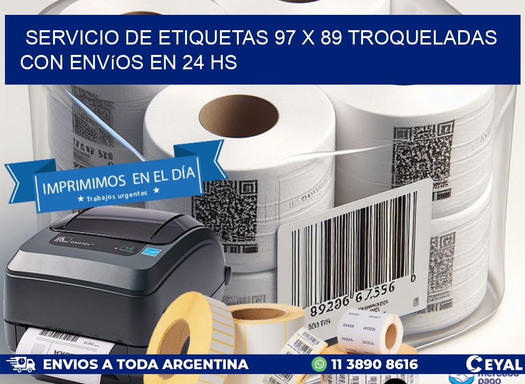 Servicio de etiquetas 97 x 89 troqueladas con envíos en 24 hs