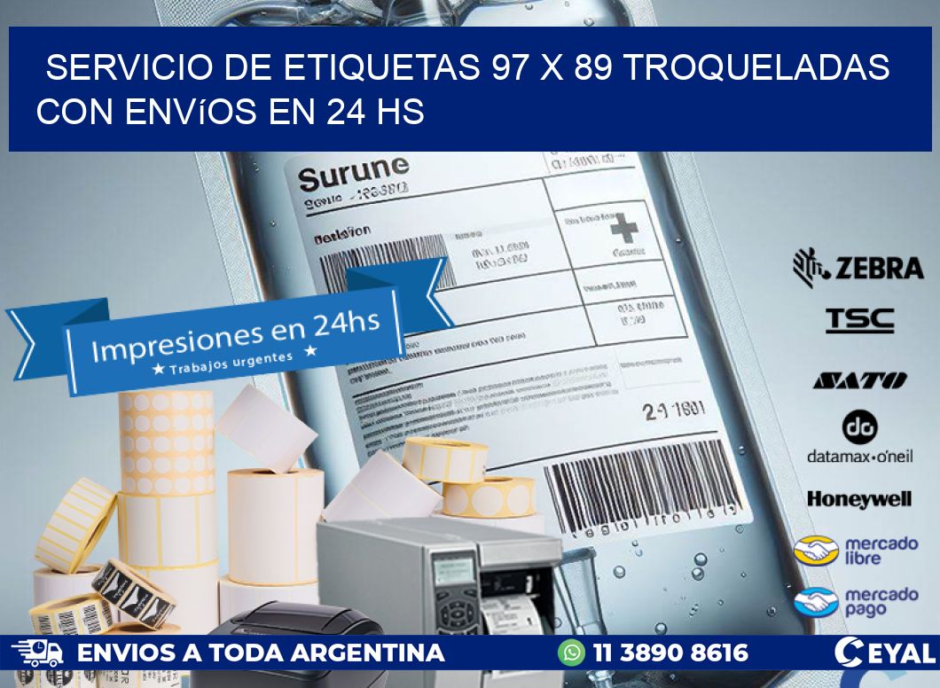 Servicio de etiquetas 97 x 89 troqueladas con envíos en 24 hs