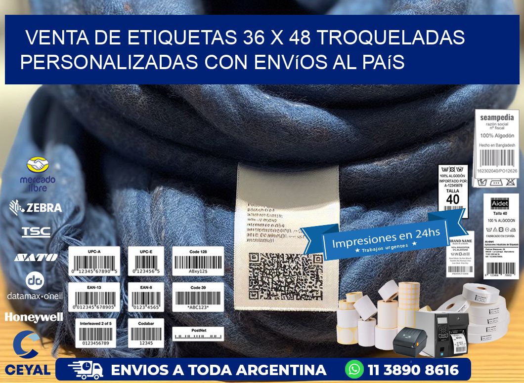 Venta de etiquetas 36 x 48 troqueladas personalizadas con envíos al país