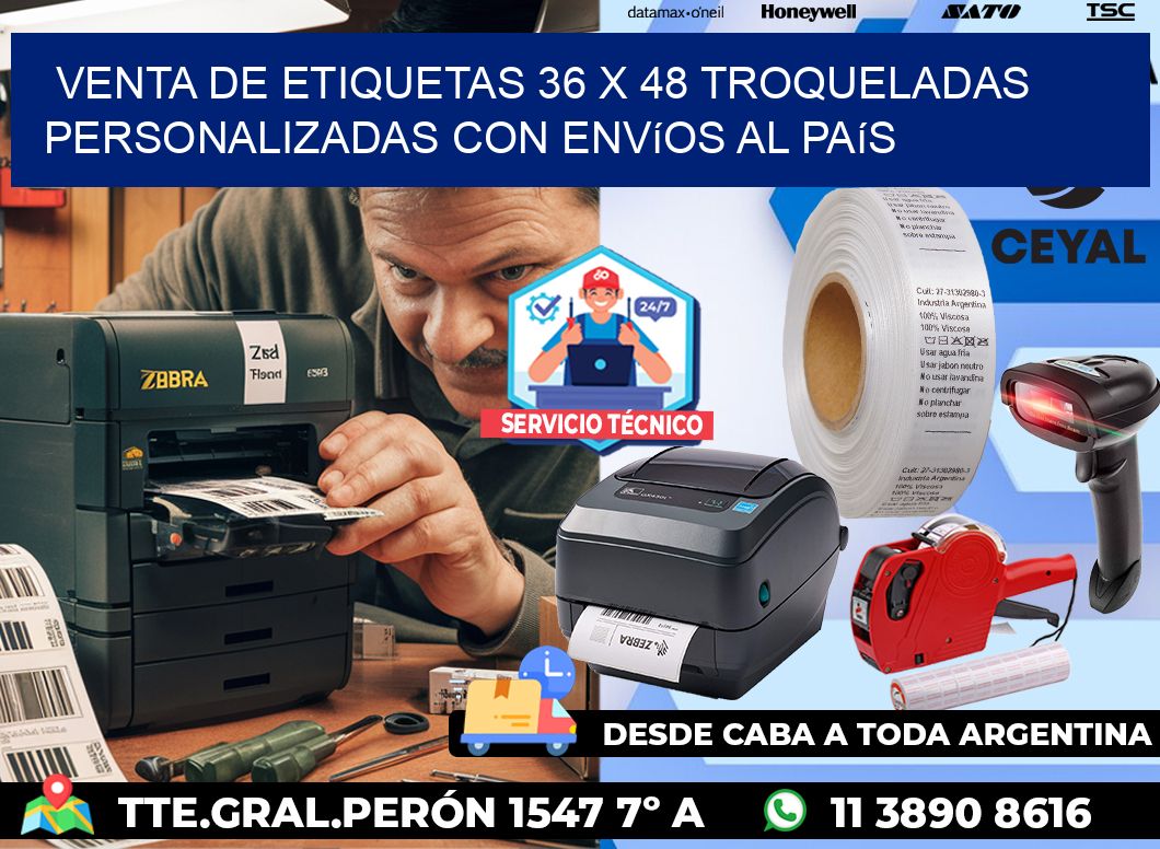 Venta de etiquetas 36 x 48 troqueladas personalizadas con envíos al país
