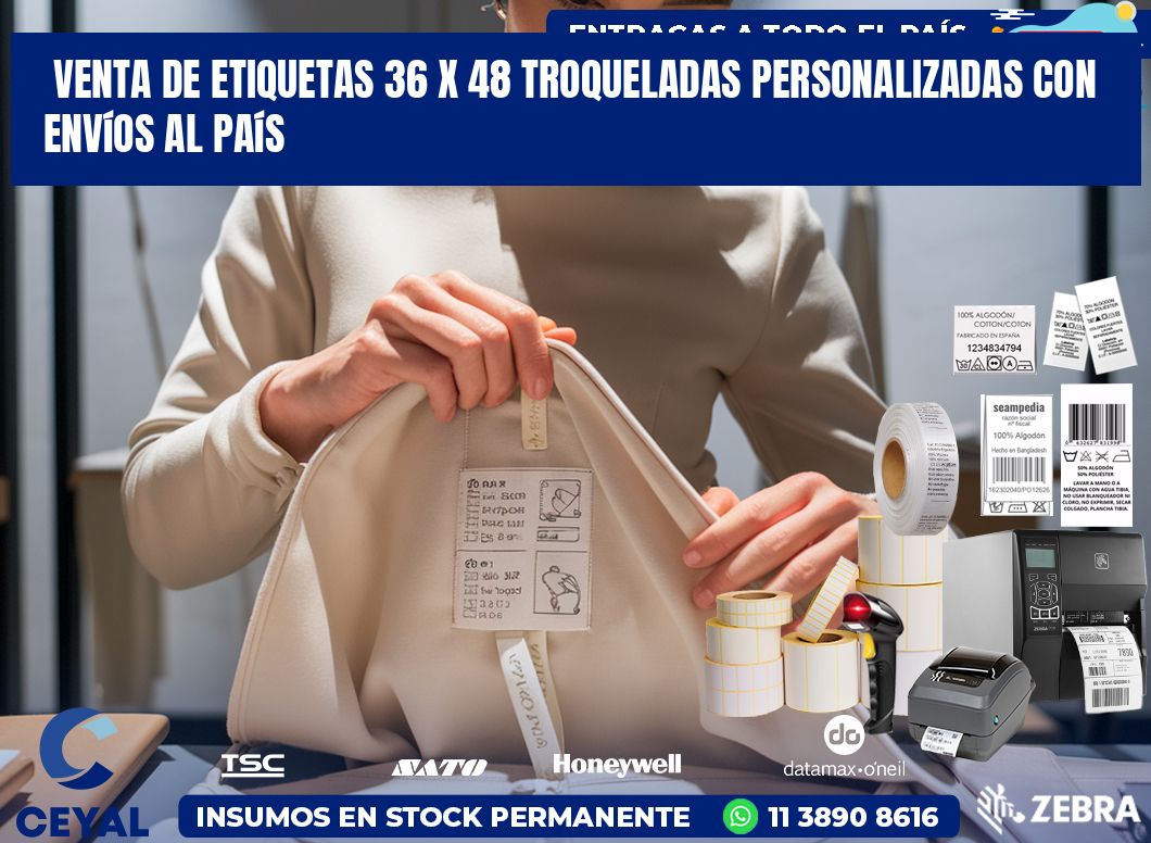 Venta de etiquetas 36 x 48 troqueladas personalizadas con envíos al país