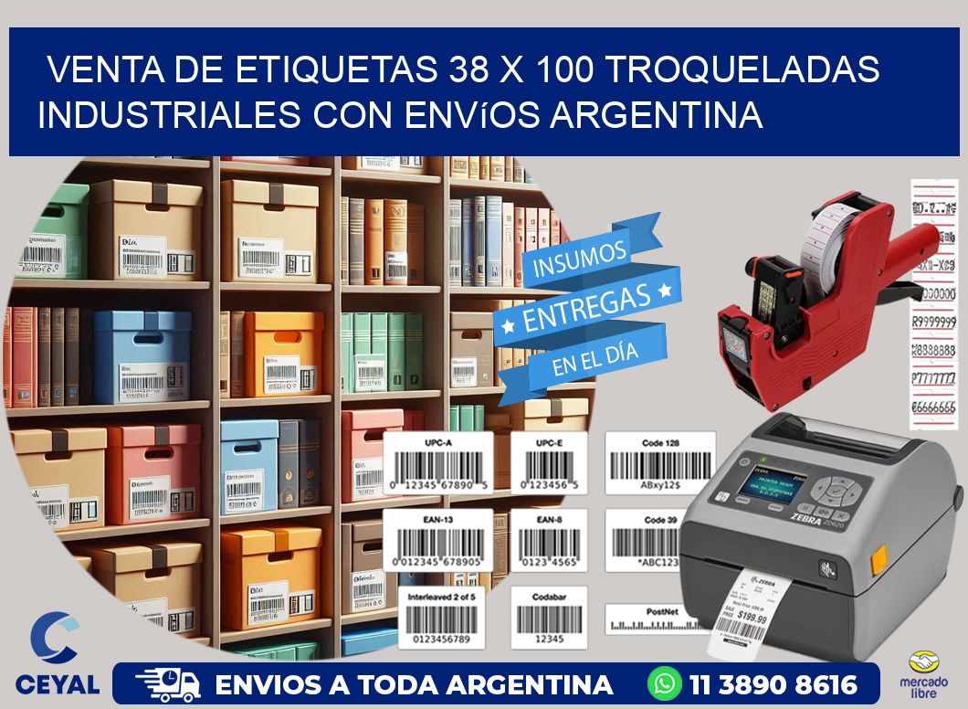 Venta de etiquetas 38 x 100 troqueladas industriales con envíos Argentina