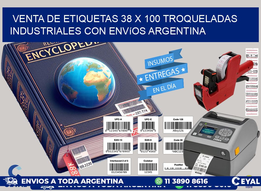 Venta de etiquetas 38 x 100 troqueladas industriales con envíos Argentina