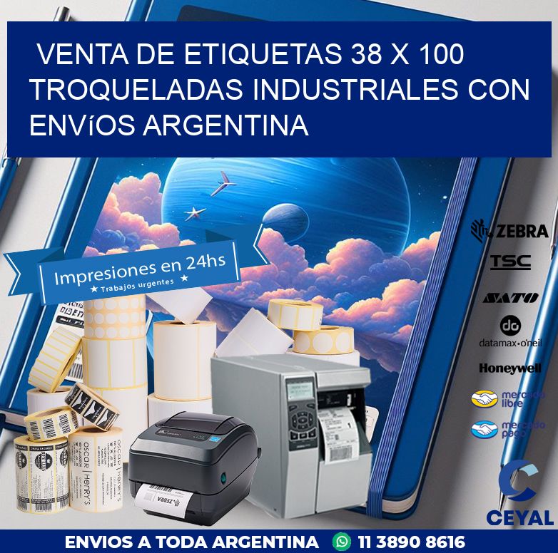Venta de etiquetas 38 x 100 troqueladas industriales con envíos Argentina