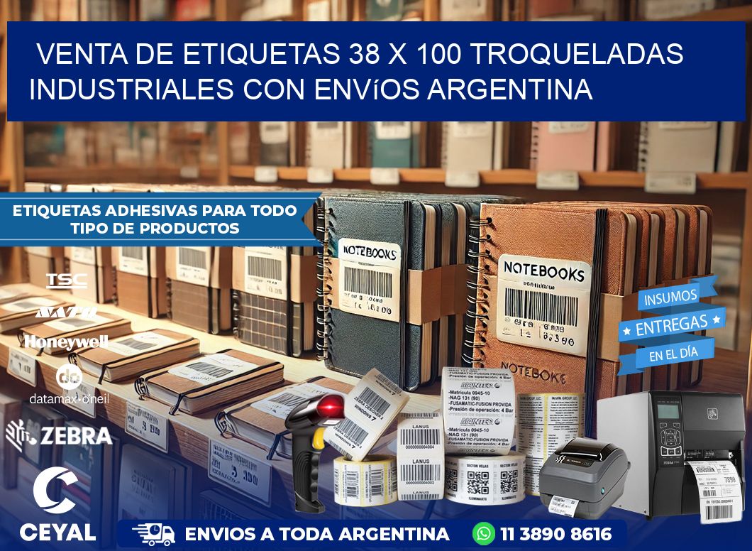Venta de etiquetas 38 x 100 troqueladas industriales con envíos Argentina