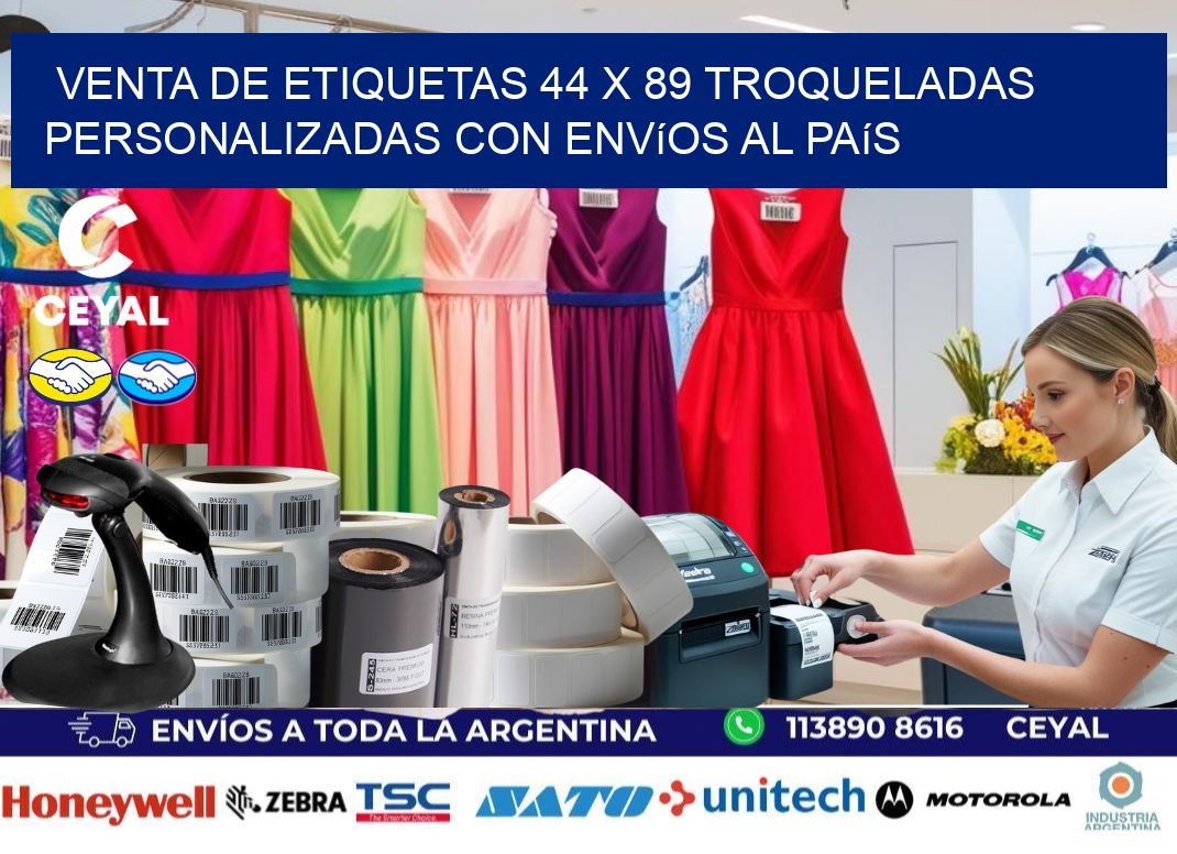 Venta de etiquetas 44 x 89 troqueladas personalizadas con envíos al país