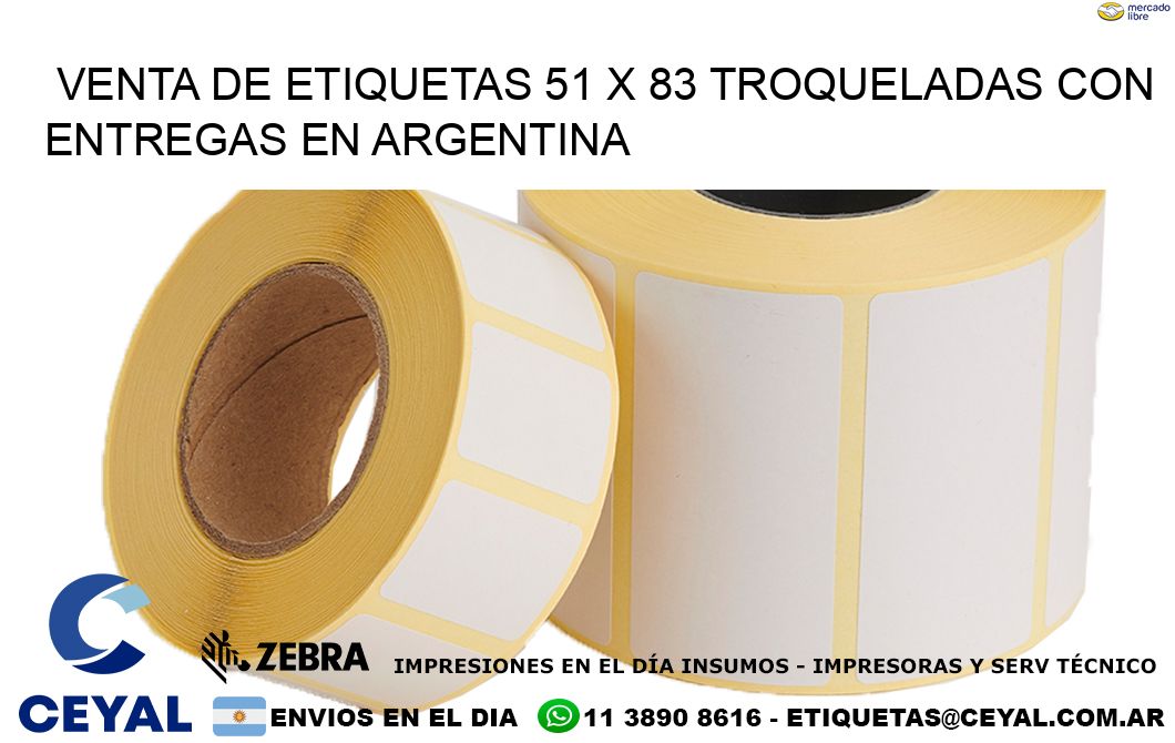 Venta de etiquetas 51 x 83 troqueladas con entregas en Argentina