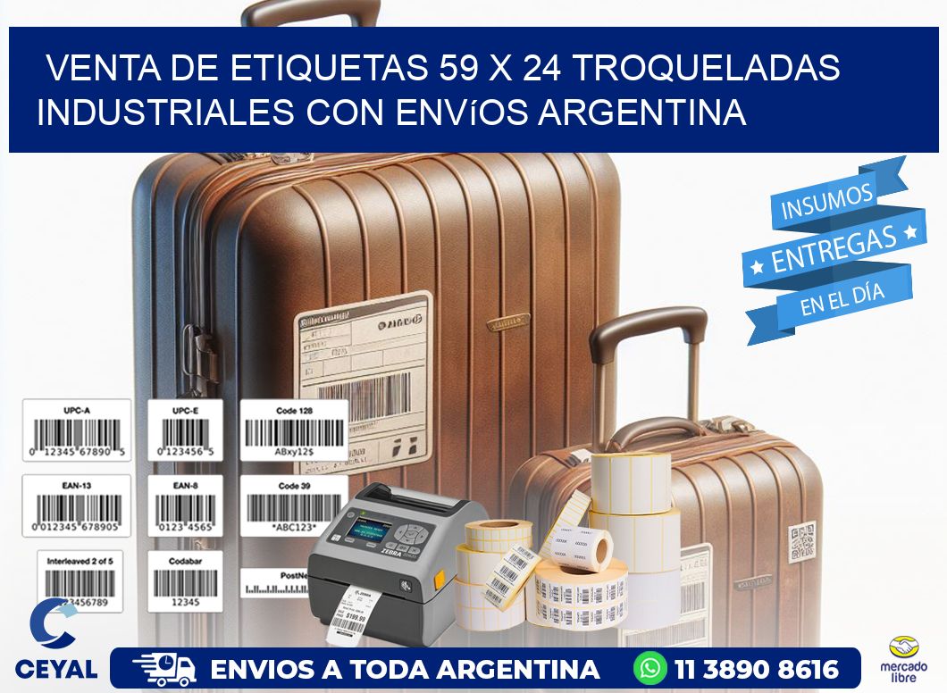 Venta de etiquetas 59 x 24 troqueladas industriales con envíos Argentina