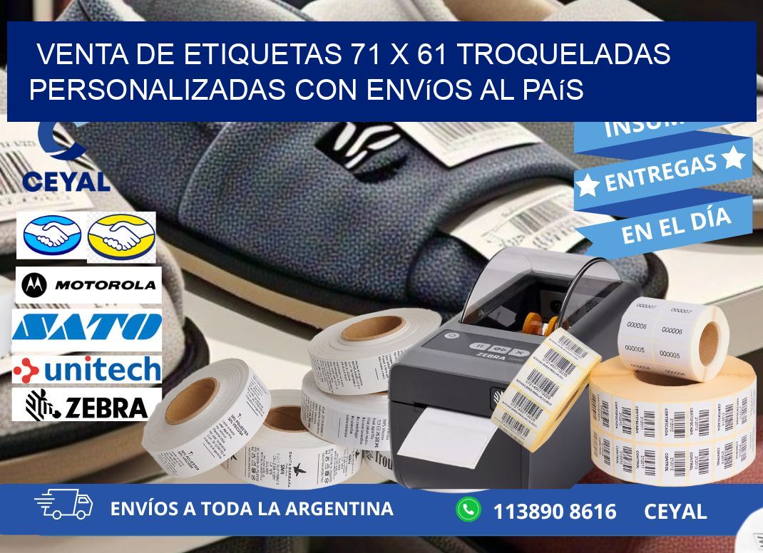 Venta de etiquetas 71 x 61 troqueladas personalizadas con envíos al país