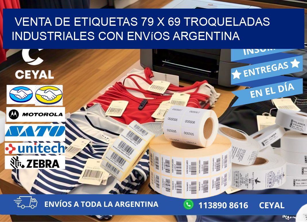 Venta de etiquetas 79 x 69 troqueladas industriales con envíos Argentina
