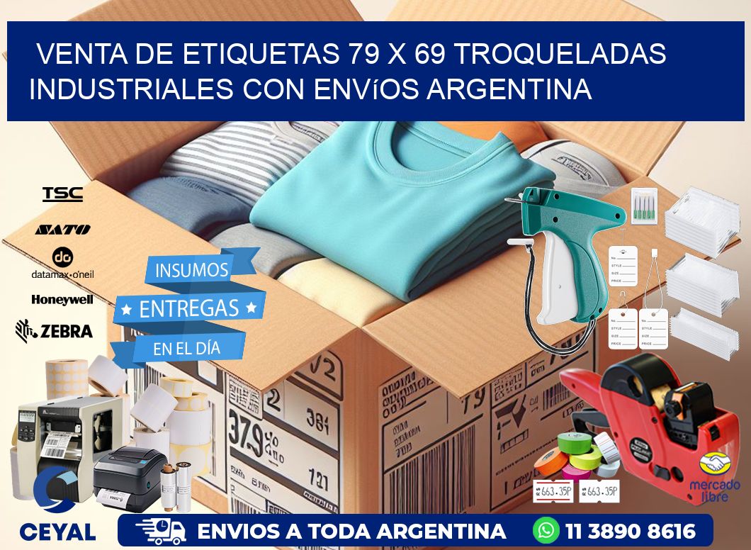 Venta de etiquetas 79 x 69 troqueladas industriales con envíos Argentina