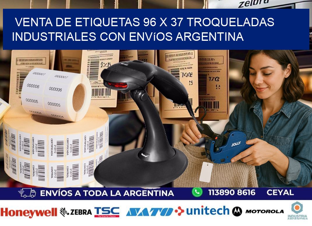 Venta de etiquetas 96 x 37 troqueladas industriales con envíos Argentina