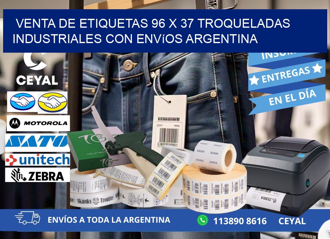 Venta de etiquetas 96 x 37 troqueladas industriales con envíos Argentina