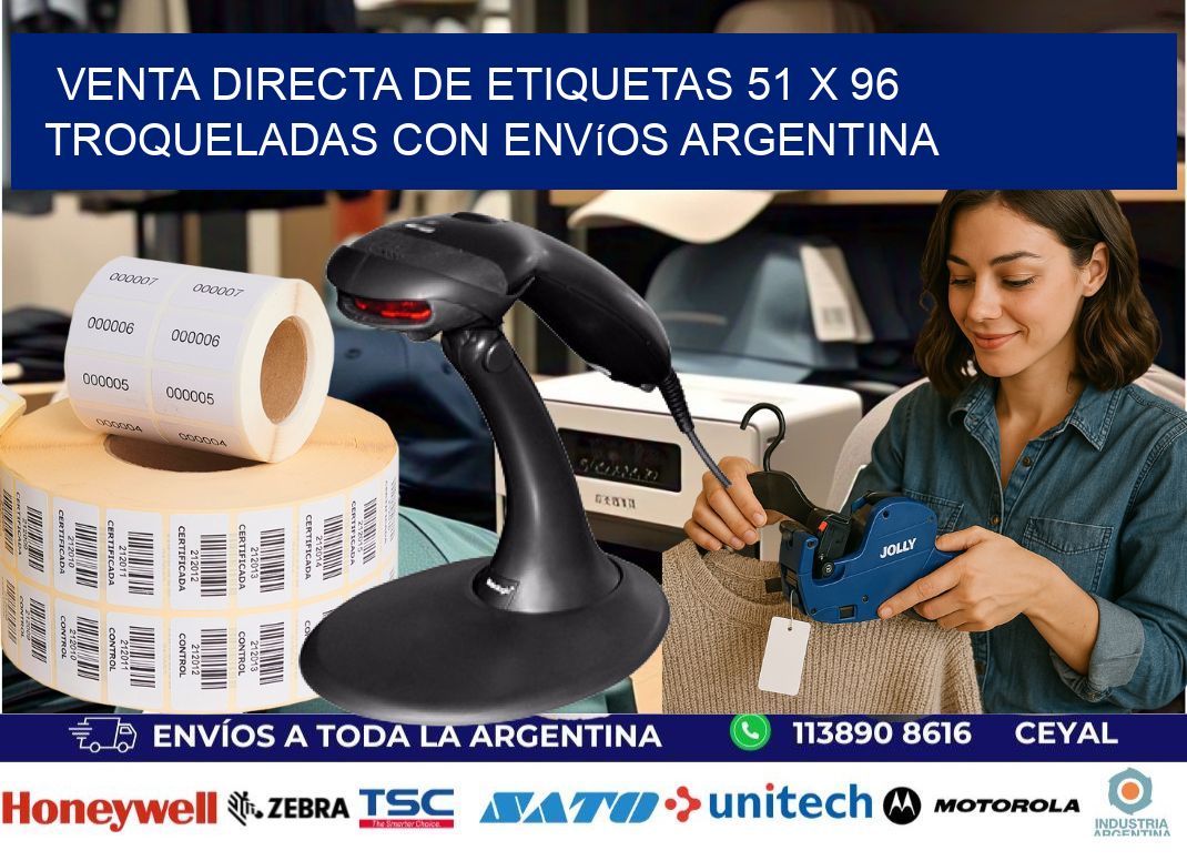 Venta directa de etiquetas 51 x 96 troqueladas con envíos Argentina