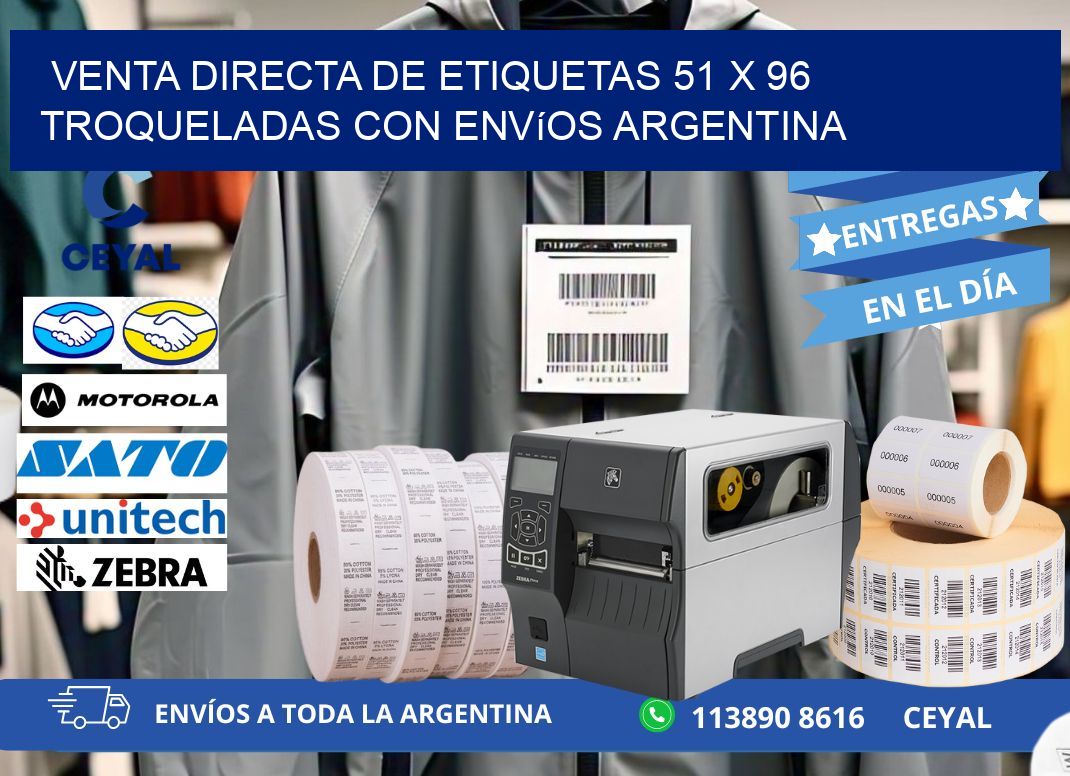 Venta directa de etiquetas 51 x 96 troqueladas con envíos Argentina