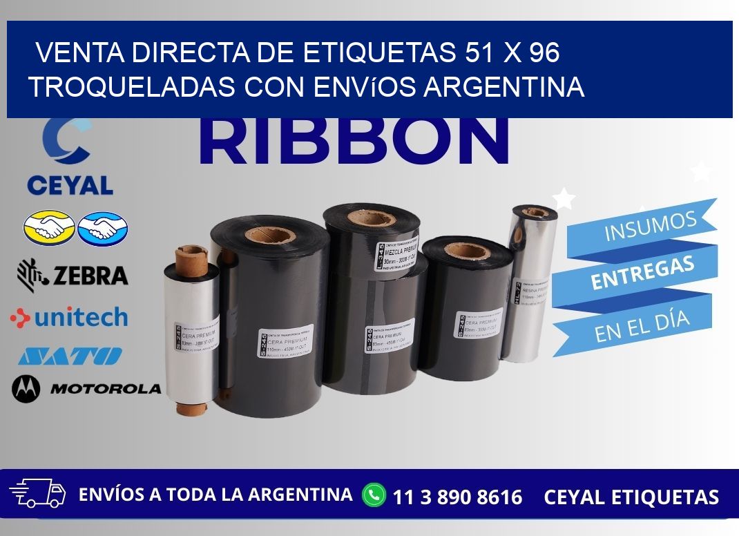 Venta directa de etiquetas 51 x 96 troqueladas con envíos Argentina