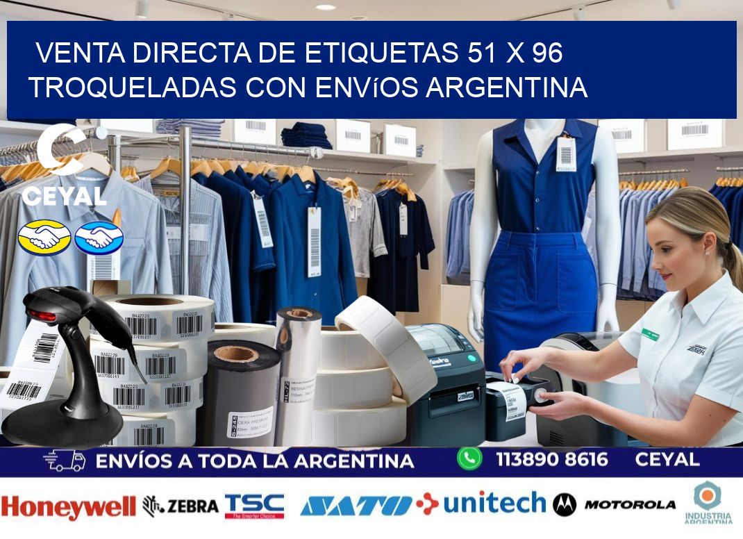 Venta directa de etiquetas 51 x 96 troqueladas con envíos Argentina