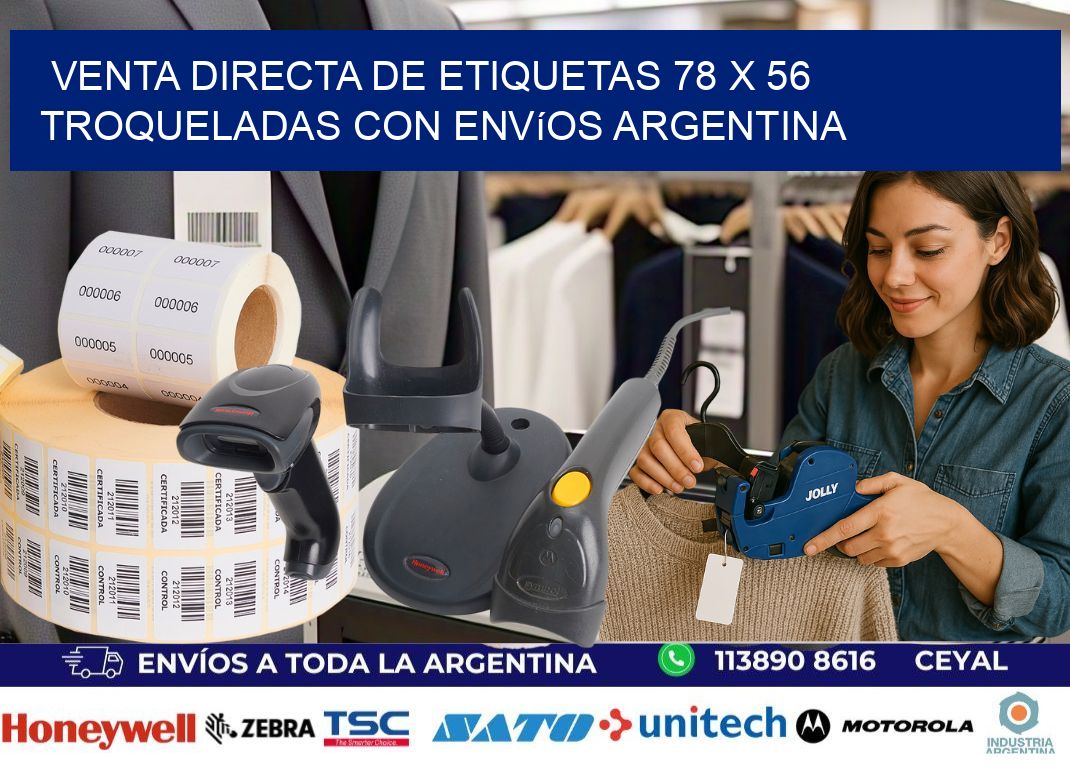 Venta directa de etiquetas 78 x 56 troqueladas con envíos Argentina