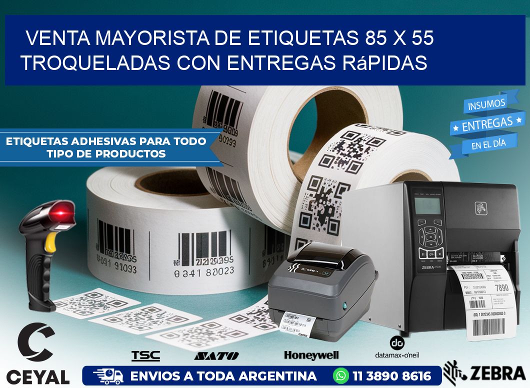 Venta mayorista de etiquetas 85 x 55 troqueladas con entregas rápidas