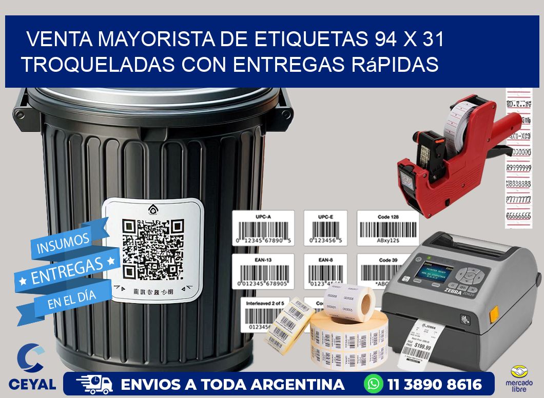Venta mayorista de etiquetas 94 x 31 troqueladas con entregas rápidas