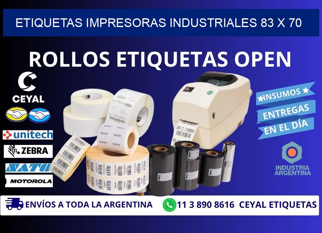 etiquetas impresoras industriales 83 x 70