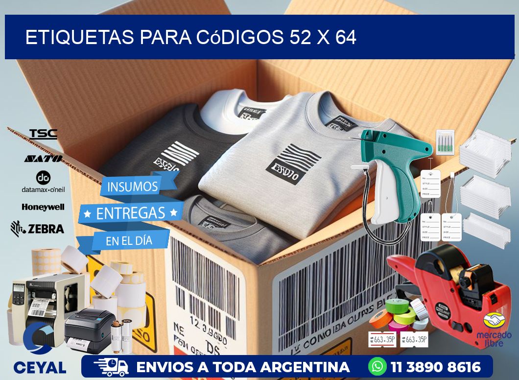 etiquetas para códigos 52 x 64