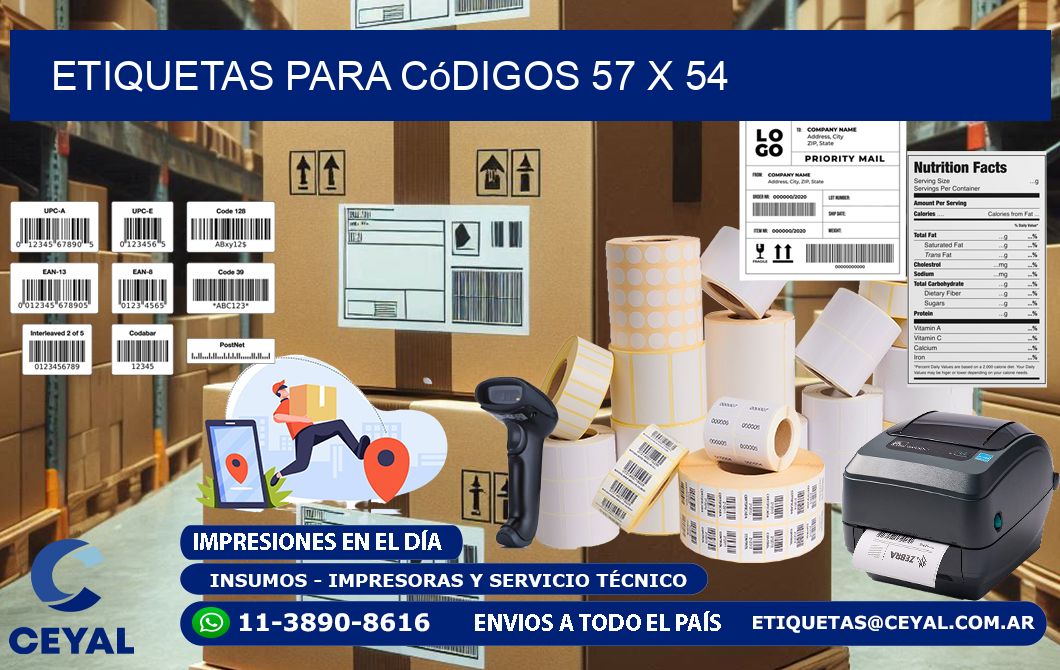 etiquetas para códigos 57 x 54