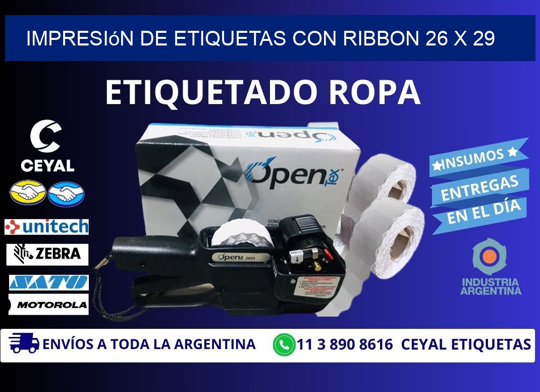 impresión de etiquetas con ribbon 26 x 29