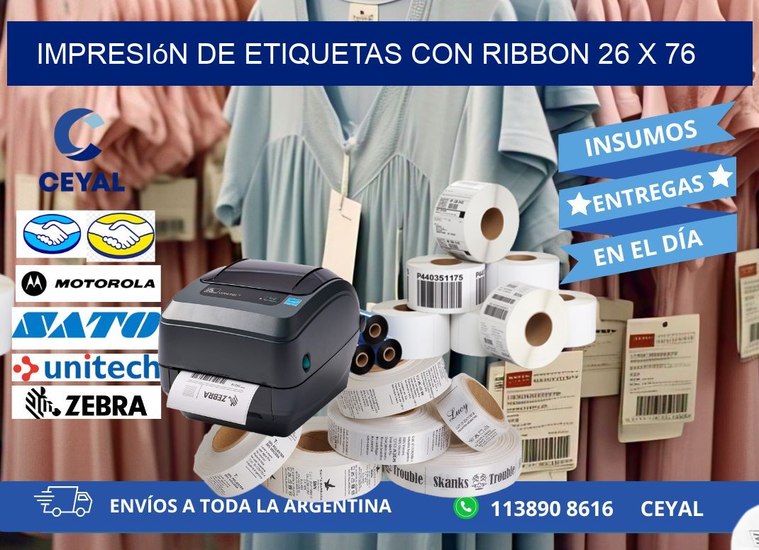 impresión de etiquetas con ribbon 26 x 76