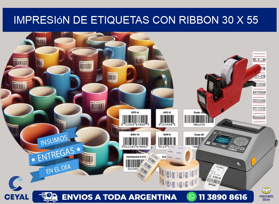 impresión de etiquetas con ribbon 30 x 55