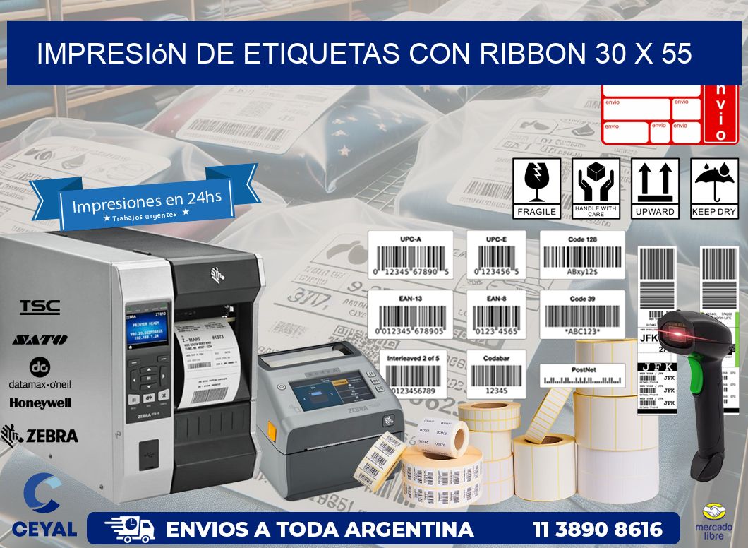 impresión de etiquetas con ribbon 30 x 55