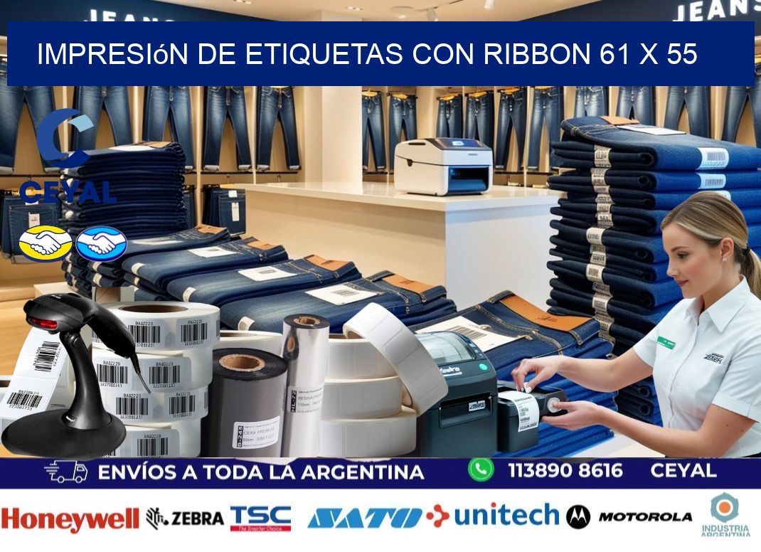impresión de etiquetas con ribbon 61 x 55