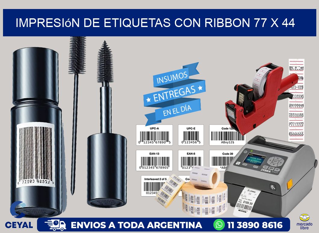 impresión de etiquetas con ribbon 77 x 44