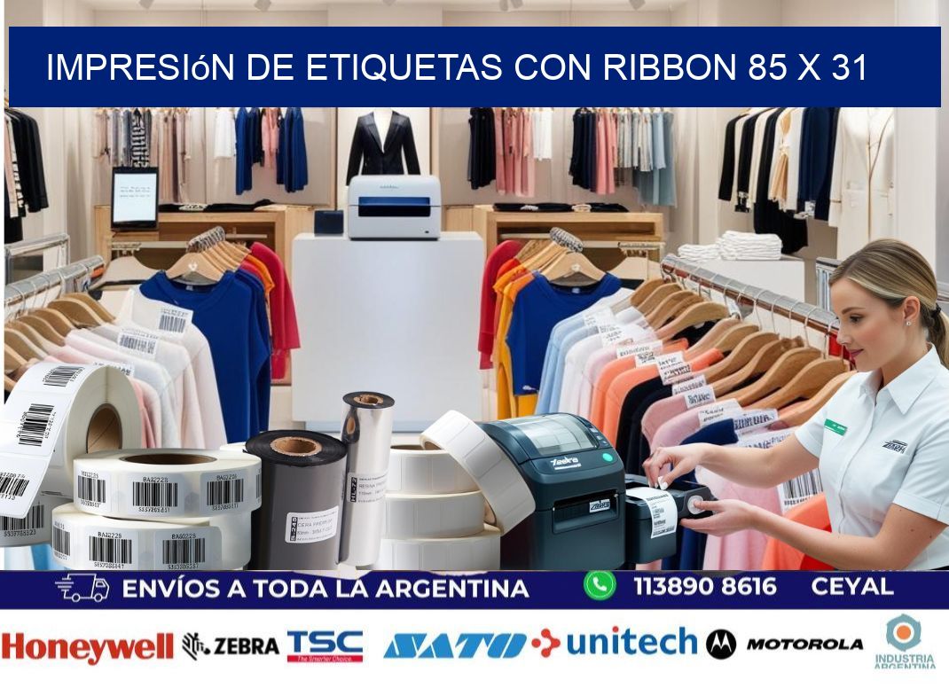 impresión de etiquetas con ribbon 85 x 31