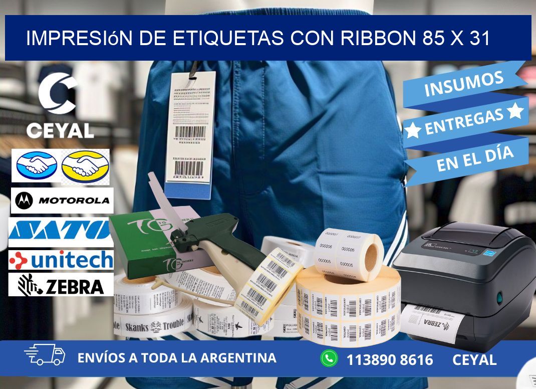 impresión de etiquetas con ribbon 85 x 31