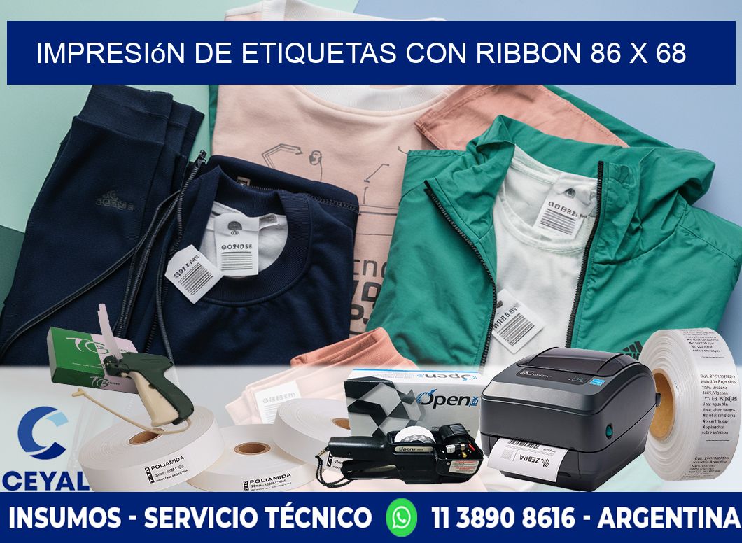 impresión de etiquetas con ribbon 86 x 68