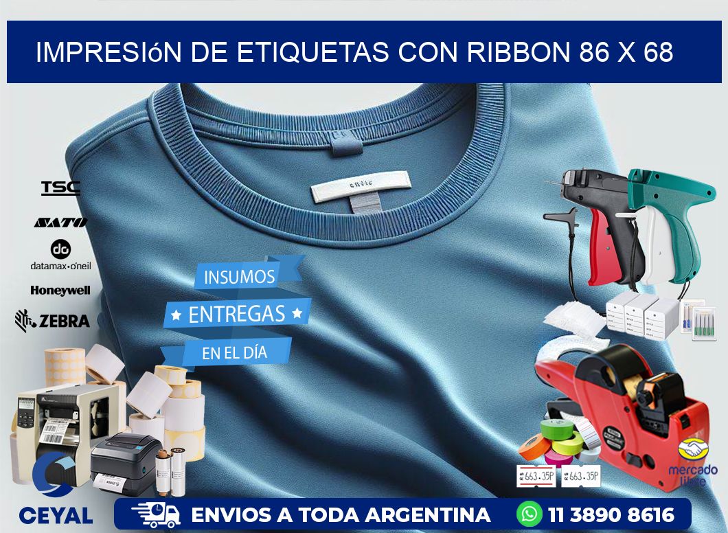 impresión de etiquetas con ribbon 86 x 68