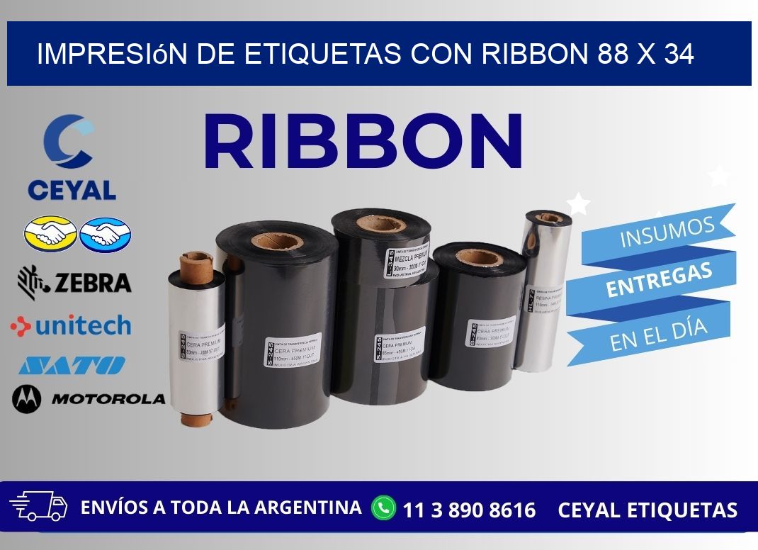 impresión de etiquetas con ribbon 88 x 34