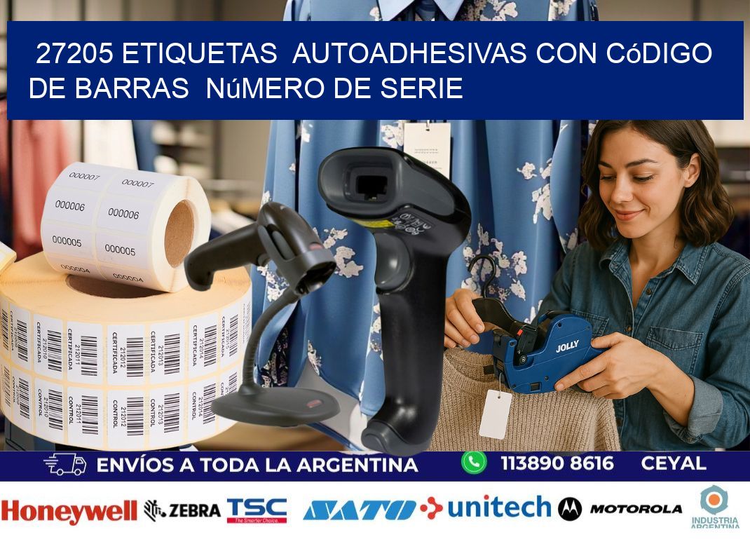27205 etiquetas autoadhesivas con código de barras número de serie