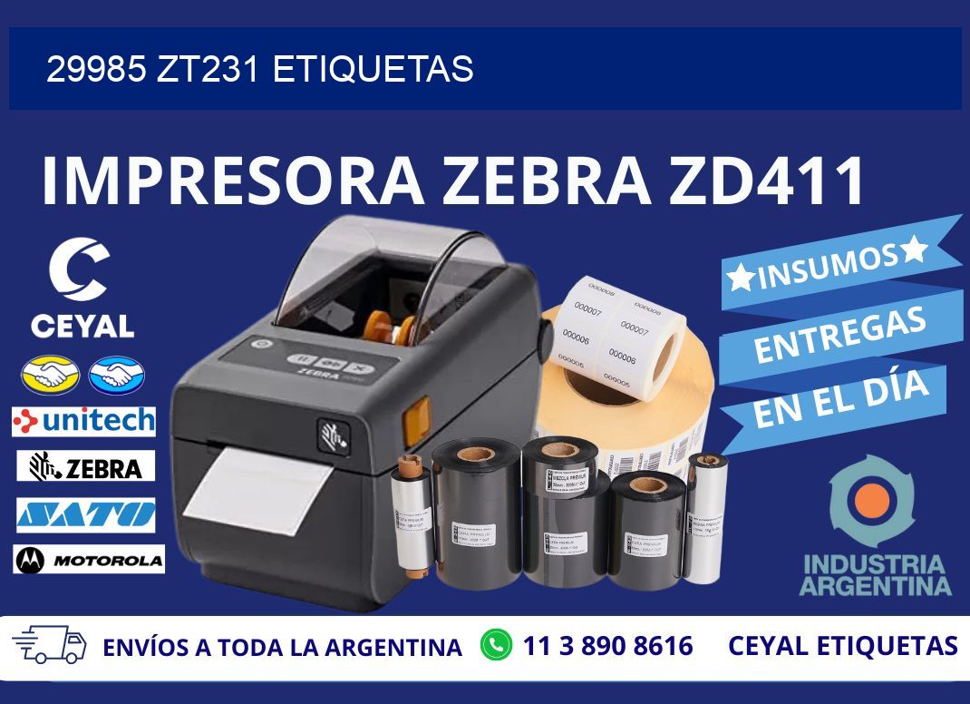 29985 ZT231 etiquetas