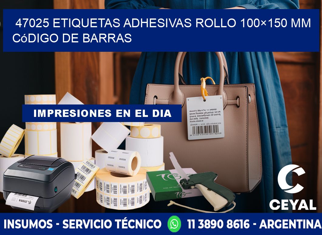 47025 etiquetas adhesivas rollo 100×150 mm código de barras