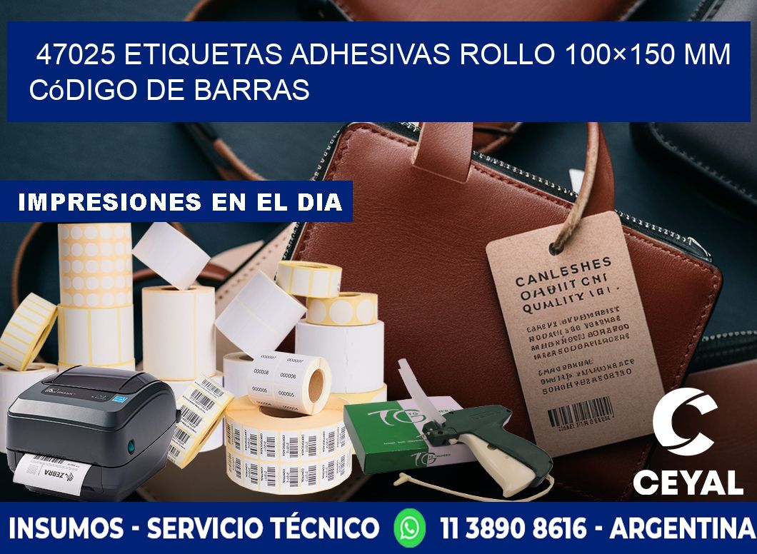 47025 etiquetas adhesivas rollo 100×150 mm código de barras