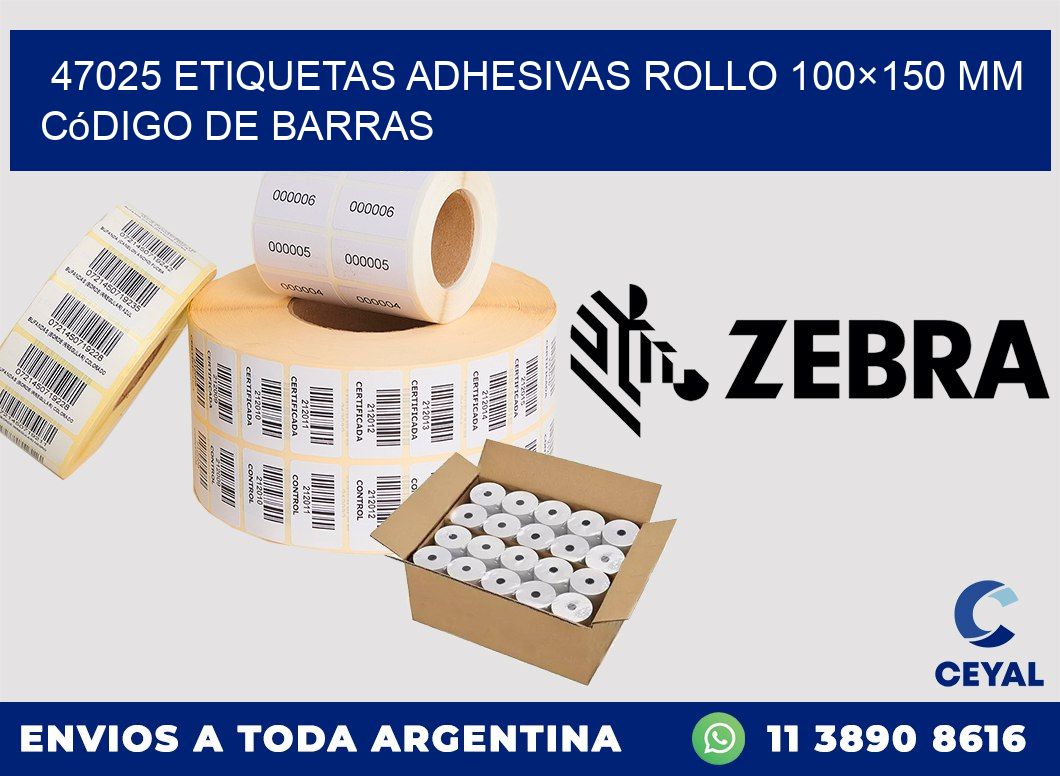 47025 etiquetas adhesivas rollo 100×150 mm código de barras