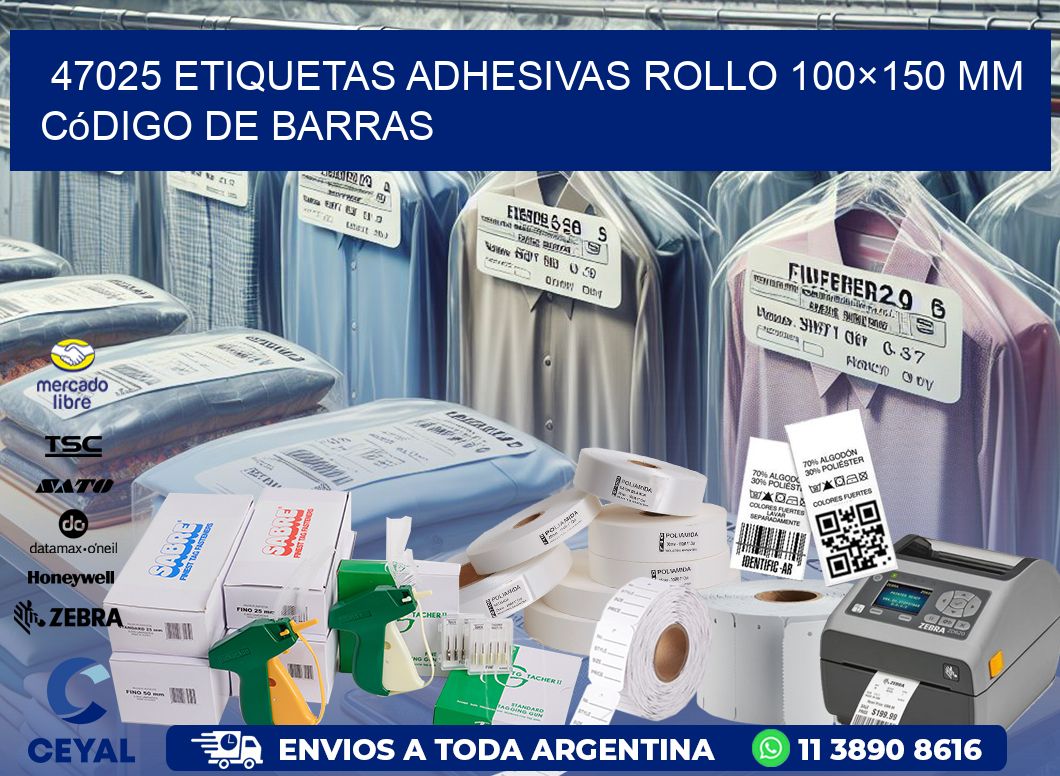 47025 etiquetas adhesivas rollo 100×150 mm código de barras