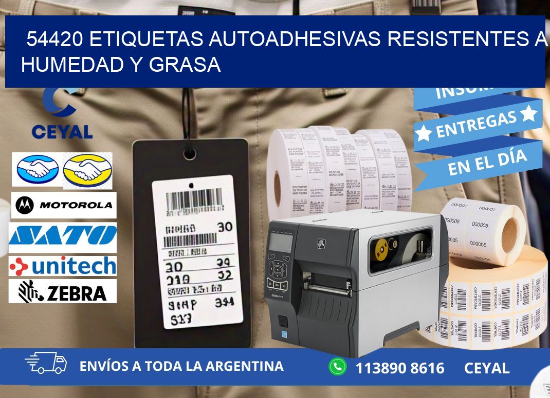 54420 etiquetas autoadhesivas resistentes a humedad y grasa