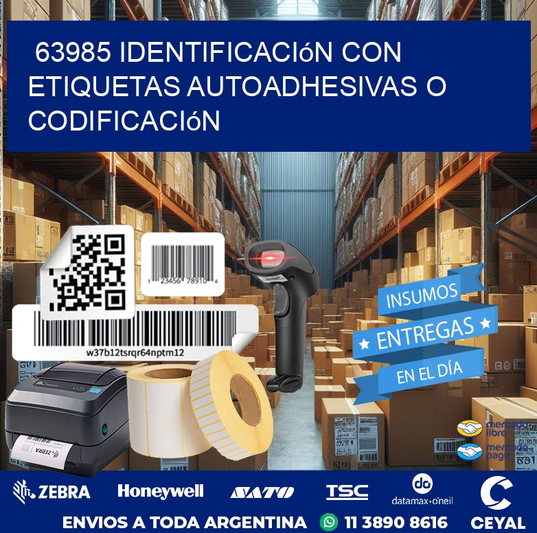 63985 identificación con etiquetas autoadhesivas o codificación