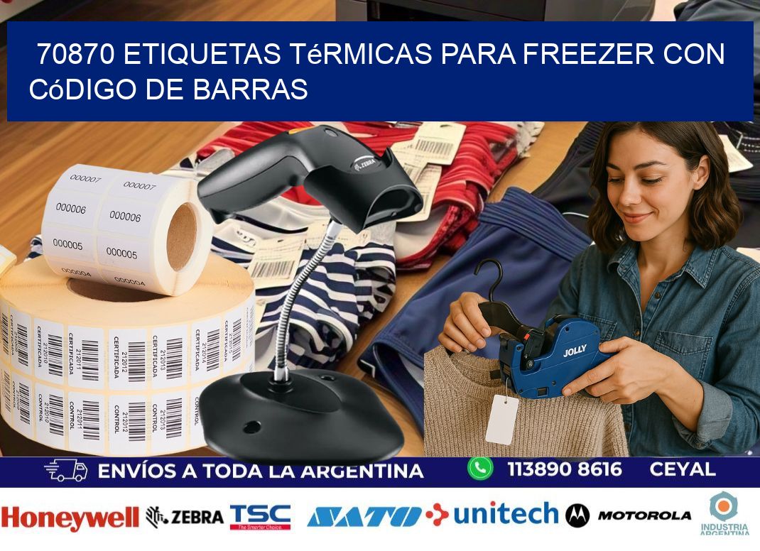 70870 etiquetas térmicas para freezer con código de barras