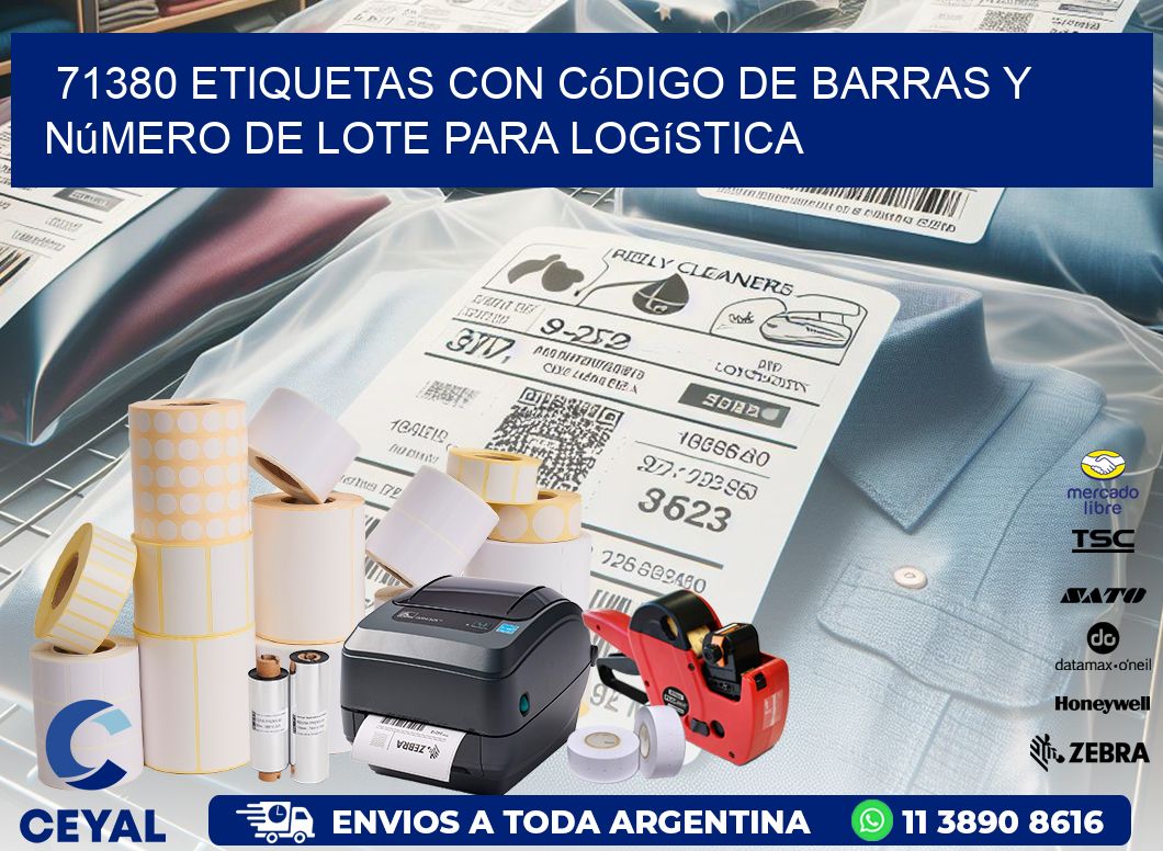 71380 etiquetas con código de barras y número de lote para logística